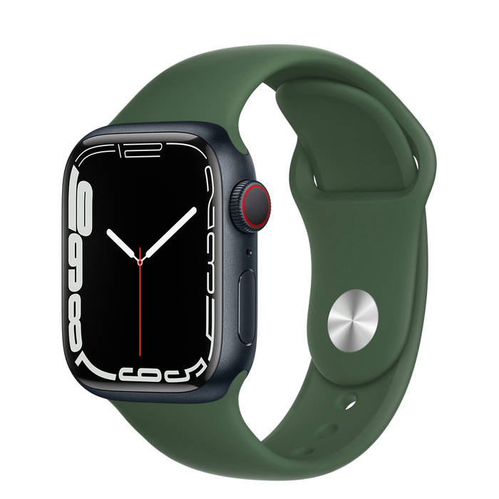 Apple watch series 7 - gps + cellular 41mm - Midnight Aluminum Case with Sport Band - Clover - Green