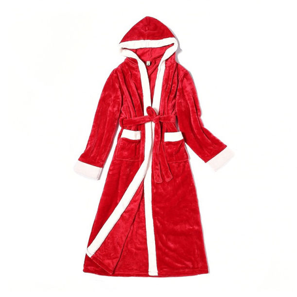 Santa Holiday Robe Sherpa Trim Velour Robes For Women